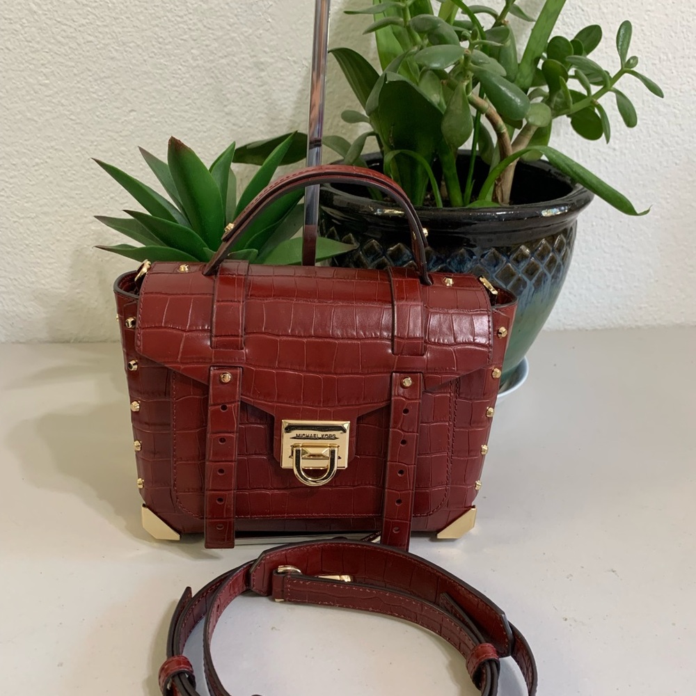 👜💕MICHAEL KORS Handbag Crossbody Red Leather